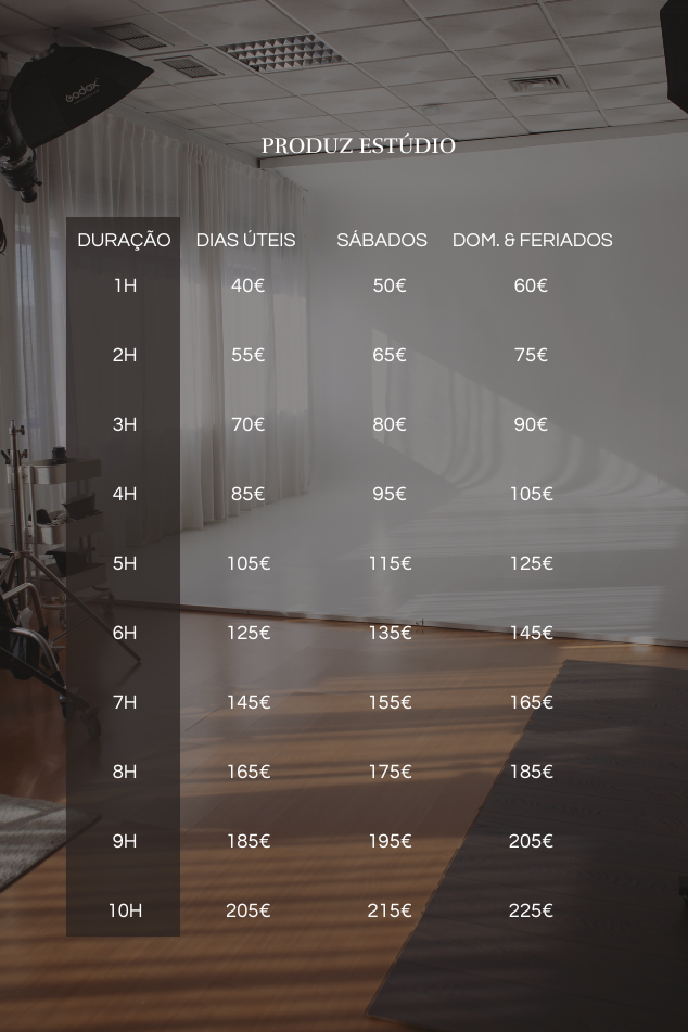 Valores de aluguer do estúdio em Lisboa